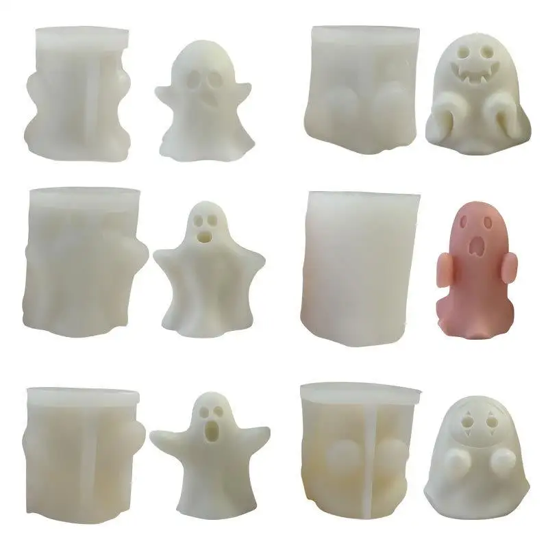 Halloween Ghost Silicone Mold - DIY Festival Party Fun Scented Resin Ornament Ghost Candle Mold for Home Decor