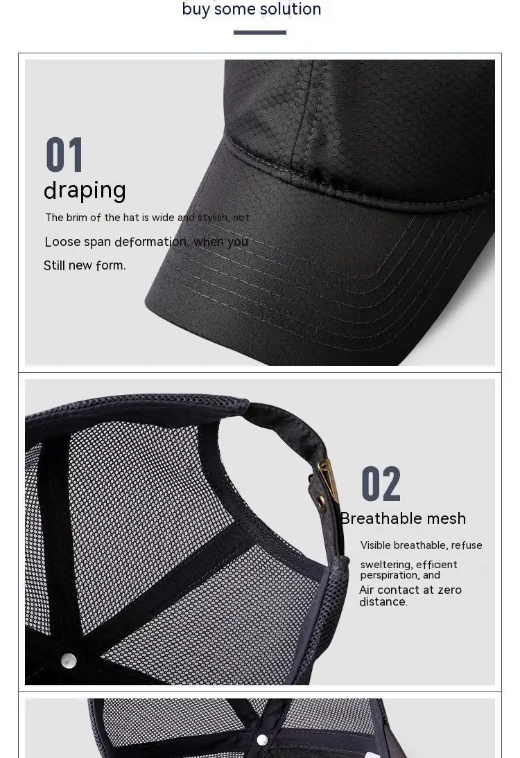 Oversize Big Head Man Plus Size Baseball Cap Spring Summer Thin Fabric Mesh Sun Hat Male Snapback M 55-59cm L 60-64cm