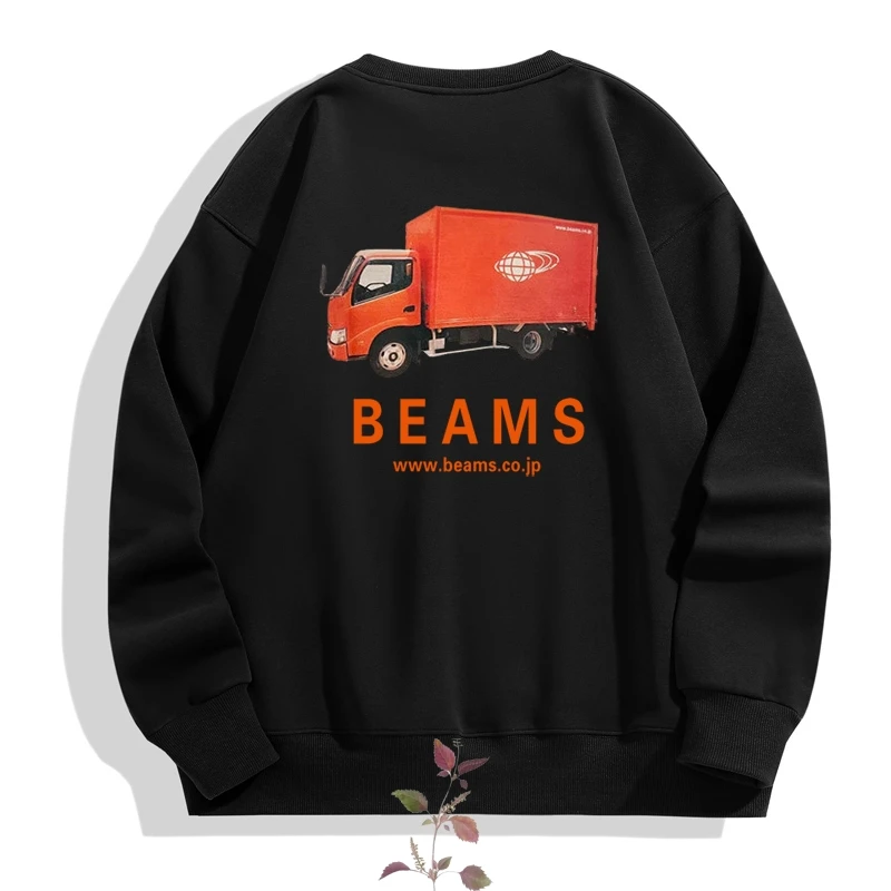 

Красные худи с рисунком грузовика, японские толстовки, винтажные модные трендовые пуловеры, свитшоты с длинным рукавом для пары