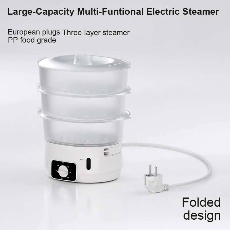 1 pc white electric steamer with detachable and freely combinable 13L large capacity timer, suitable for home kitchen cooking 6