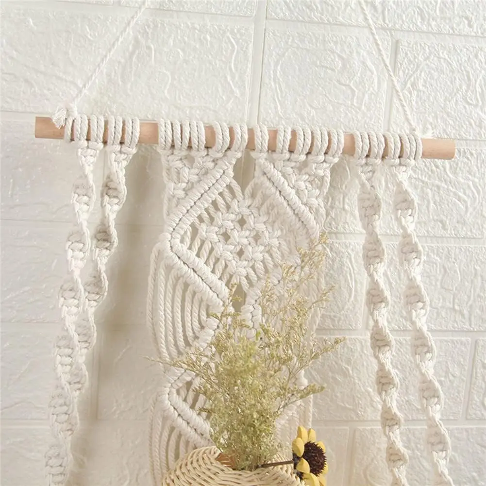 Boho Chic Macrame Wall Hanging Shelf - Woven Rope Plant Hanger for Stylish Decor & Versatile Storage