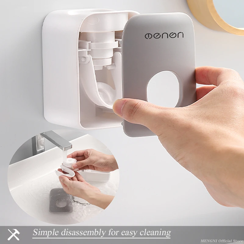 Bathroom Accessories Set Automatic Toothpaste Dispenser Dust-proof Toothbrush Holder Wall Mount Stand Toothpaste Squeezer