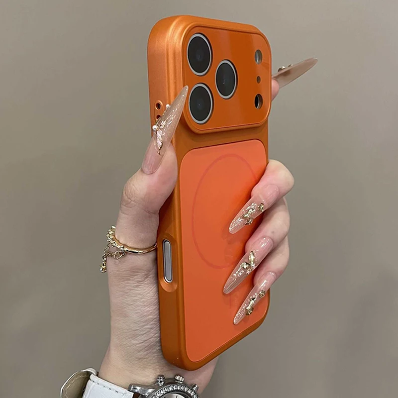 Coque de téléphone magnétique de luxe antichoc avec support et protection pour lentille en verre pour iPhone 17 Pro Max (Rose