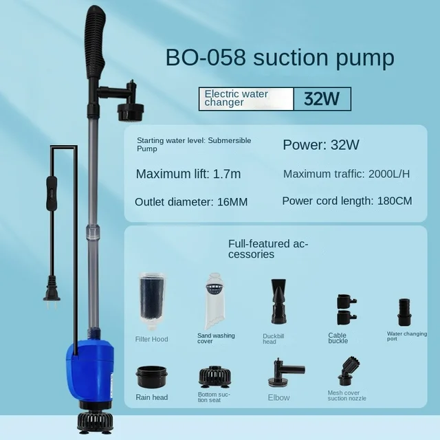 Pompa Elettrica Per Pulizia Acquario - Sifone Cambio Acqua E Ghiaia, Senza Batteria - Foto 7