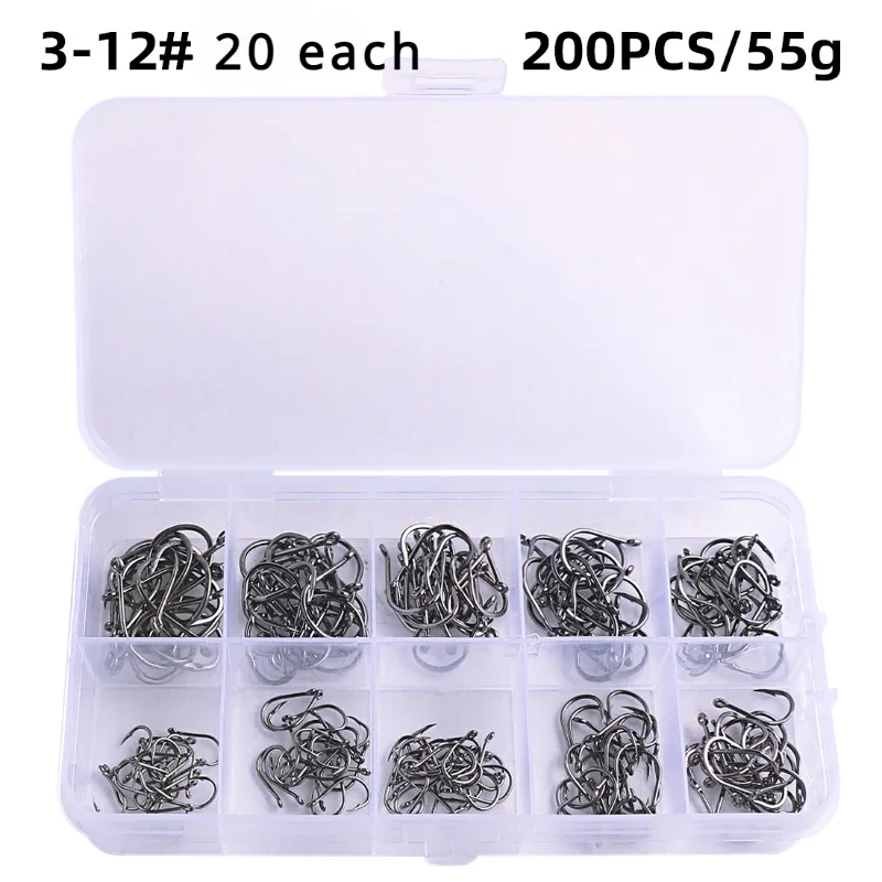 

200 Pcs Barbed Hooks Fishing Gear Hooks Sharp Hook Points Fast Stinging Fish Higher Hitting Rate Tight Not Easy To Come Off