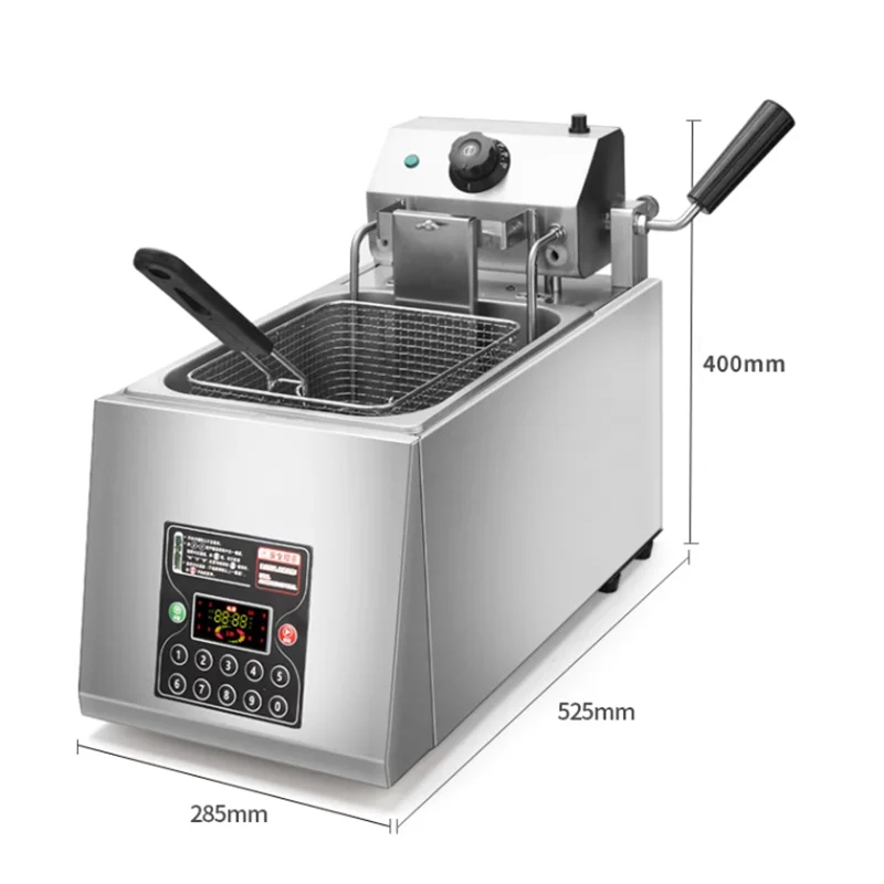 8L Electric Frying Pan Commercial Single-cylinder Timed French Fries Intelligent Automatic Lifting Large-capacity Fryer Electric