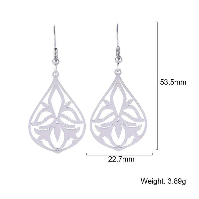 Böhmen Vintage Schnitzen Rattan Blume Antike Silber Farbe Tropfen Baumeln Ohrring Für Frauen Mädchen Hohl Unregelmäßige Geometrische Schmuck – Detail 16