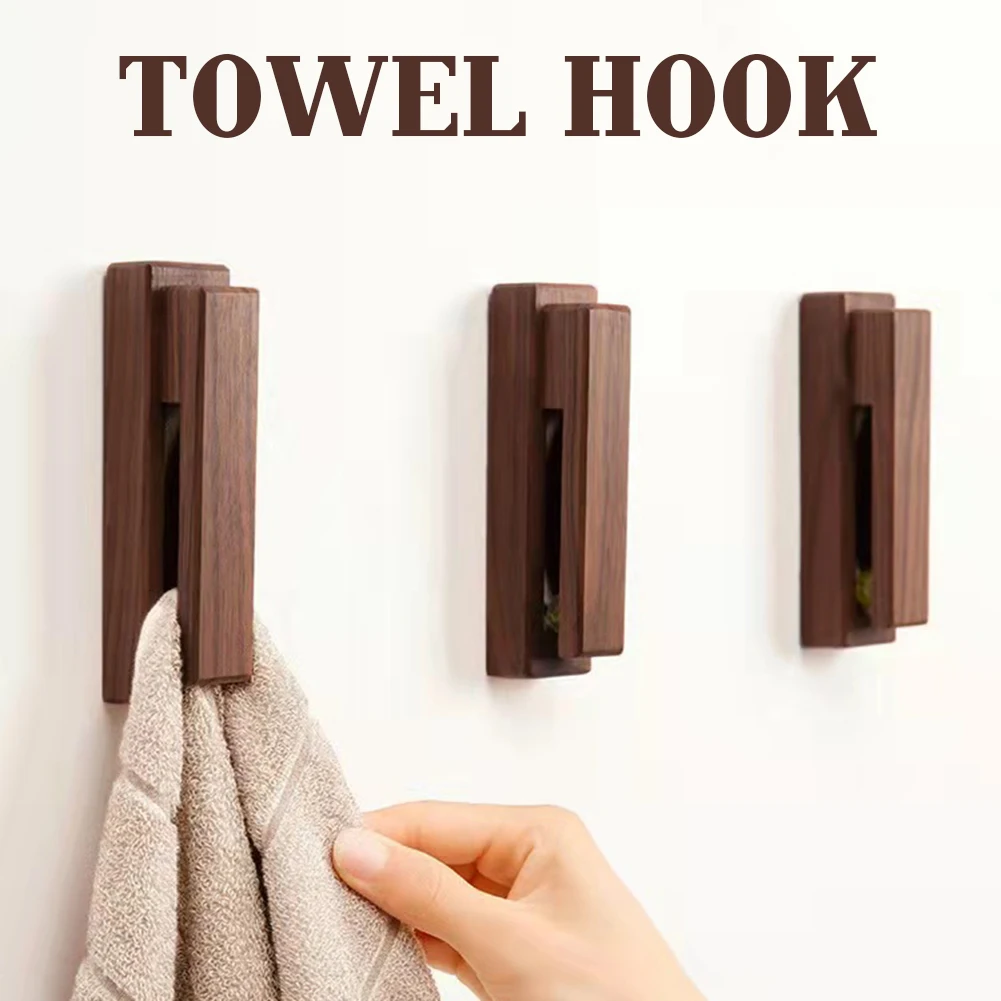 Marble Slide Towel Holder Wooden Towel Racks for Bathroom No Drilling Needed for Kitchen Home Decor