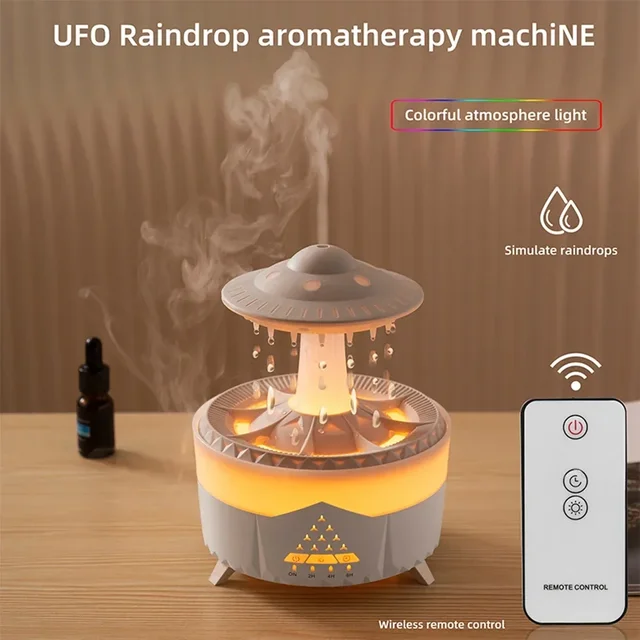 Remote Control Umbrella Waterdrop Aromatherapy Machine Ultrasonic Air Humidifier with LED Light for Home Aroma Diffuser 5