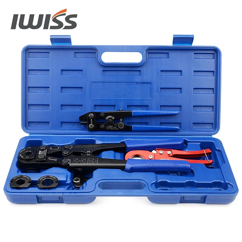 IWISS IWS-FA F1807 Copper Ring Crimping Tool Kit for 3/8 1/2 3/4 1-inch- Free Removal Tool Pex Pipe Cutter&Gauge