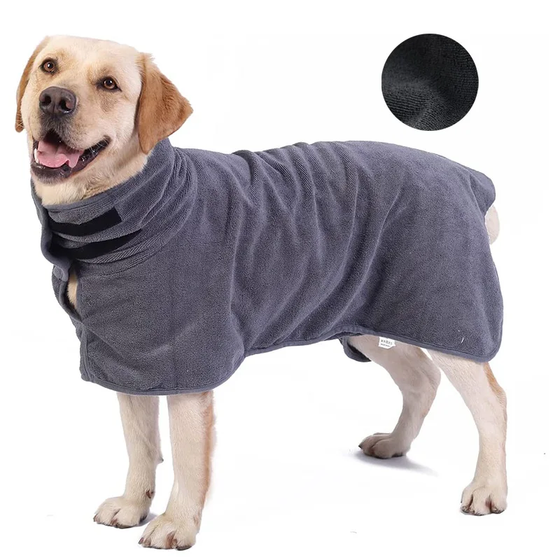 Dog Bathrobe Towel Pet Fast Drying Bath Robe Soft Adjustable Absorbent Towel For Small Medium Large Dogs Cleaning