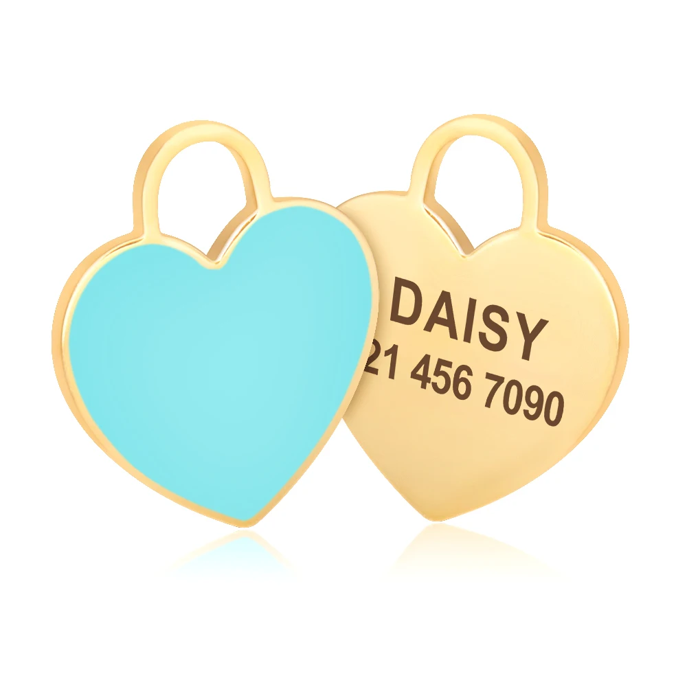Kostenloser individueller Hunde-ID-Tag, personalisierter Welpen-Katzen-Namensschild-Anhänger, Anti-Verlust-Herz-Tags für Halsband, Gril, Jungen, Hunde, Haustierzubehör – Detail 9