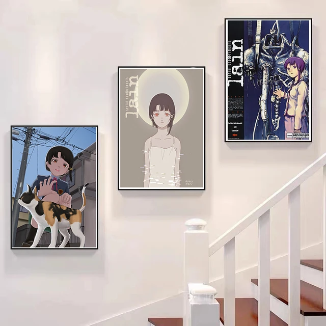Vintage Anime Figure Posters Serial Experiments Iwakura Lain Poster  Aesthetics Wall Art Home Canvas Painting Kawaii Room Decor
