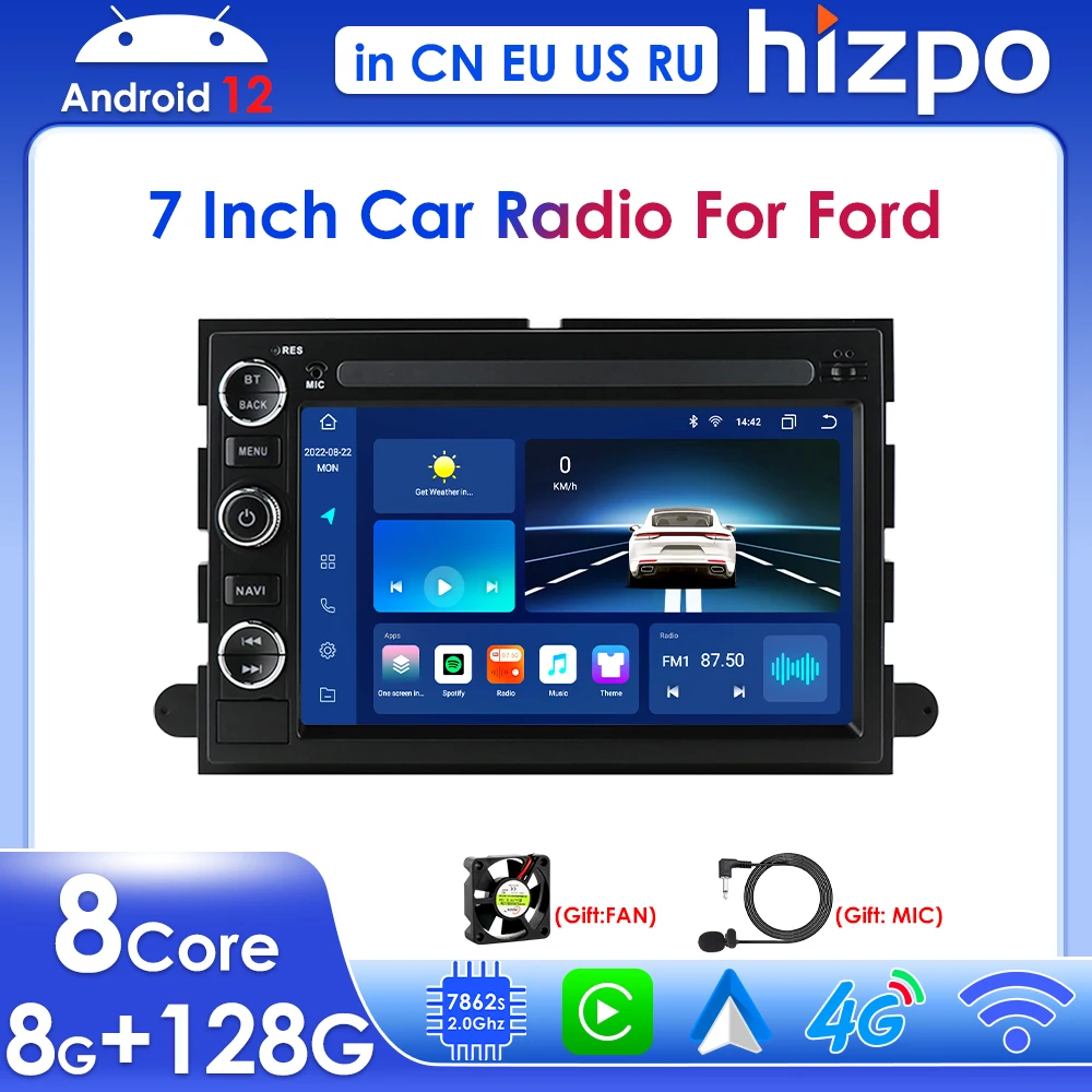 

Hizpo Carplay для Ford F150 F250 F350 500 Explorer Fusion Android автомобильный Радио мультимедийный плеер 4G LTE GPS стерео BT SWC RDS DSP