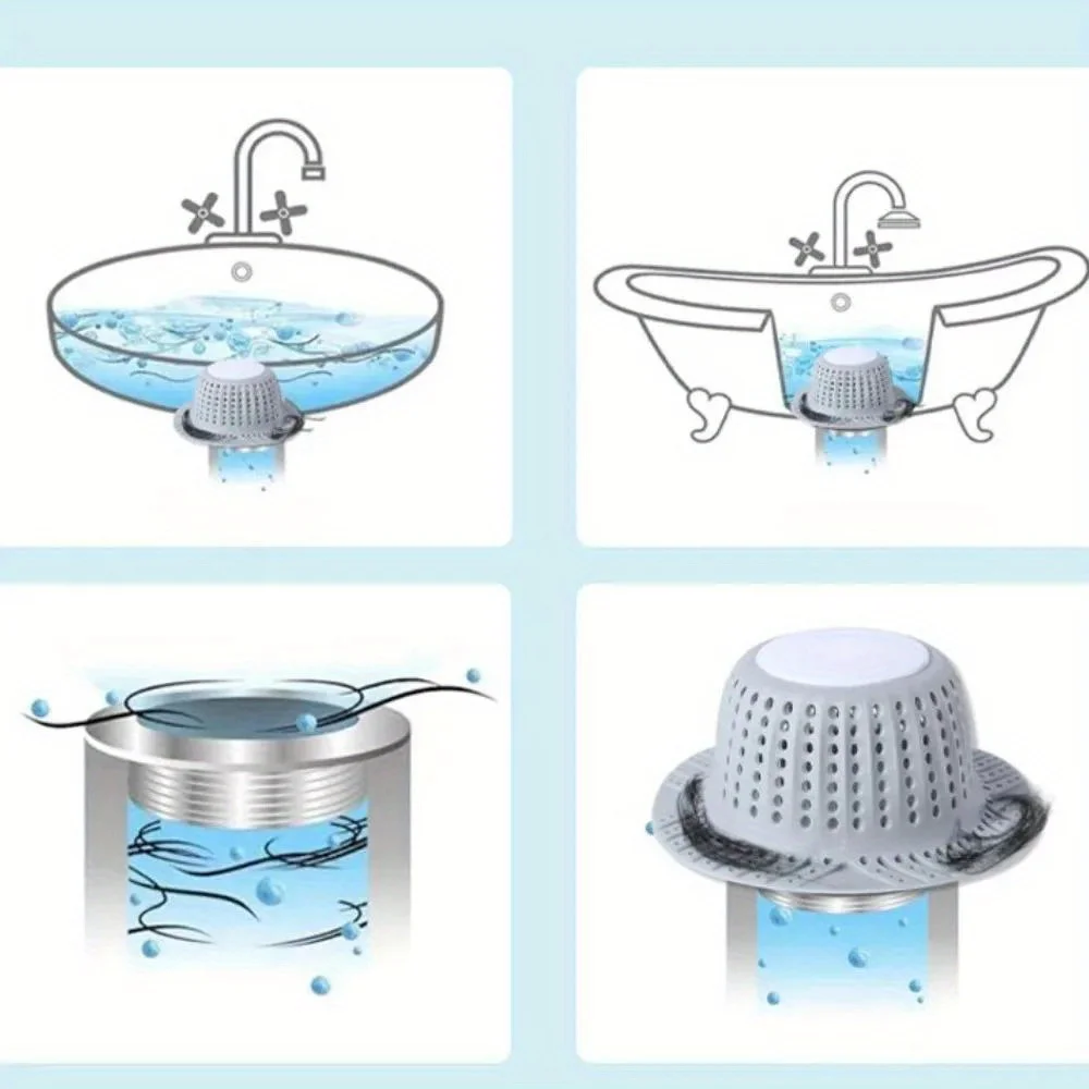 1PC New Bathtub Drain Hair Catcher Collapsible Drain Protector for Pop-Up and Regular Drains of Shower Bathtub Tub Bathroom Sink 3
