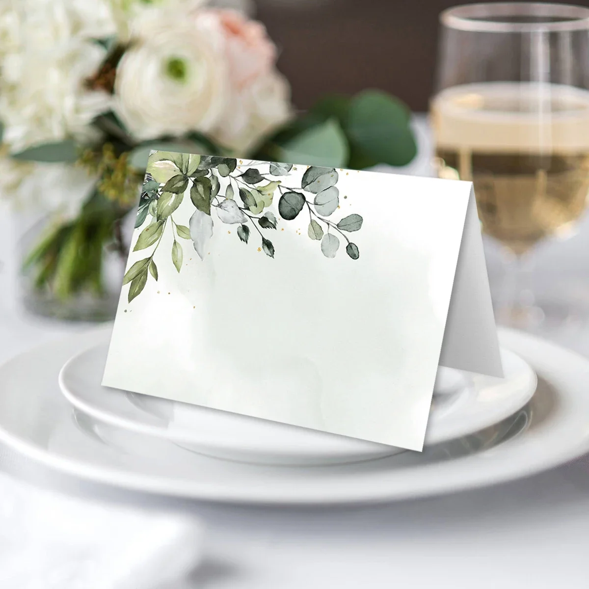 10pcs/pack Greenery Watercolor Place Cards for Wedding Party Table Place Setting Cards Floral Card For Tables Easy Folding