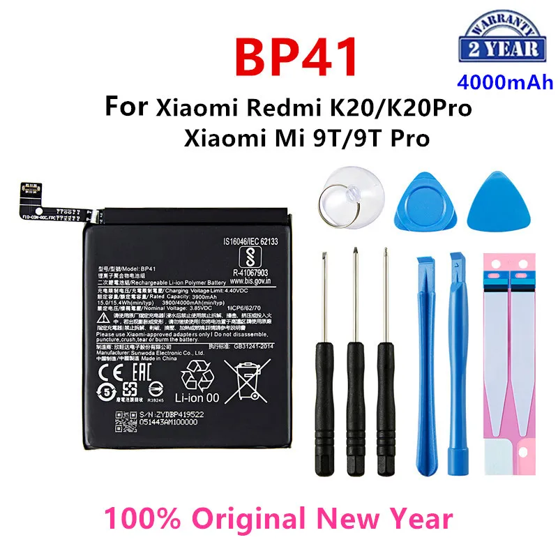 

100% Orginal BP41 4000mAh Battery For Xiaomi Redmi K20 K20 Pro / Xiaomi Mi 9T T9 Pro BP41 Replacement Batteries +Tools