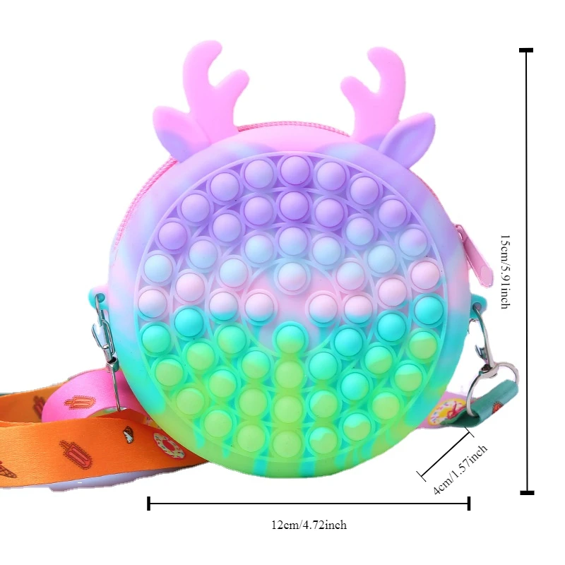 Antistress Pops Shoulder Bag for Children Girls Cute Messenger Bag Kids Keys Coin Purse Cute Princess Mini Handbag Sensory Gifts