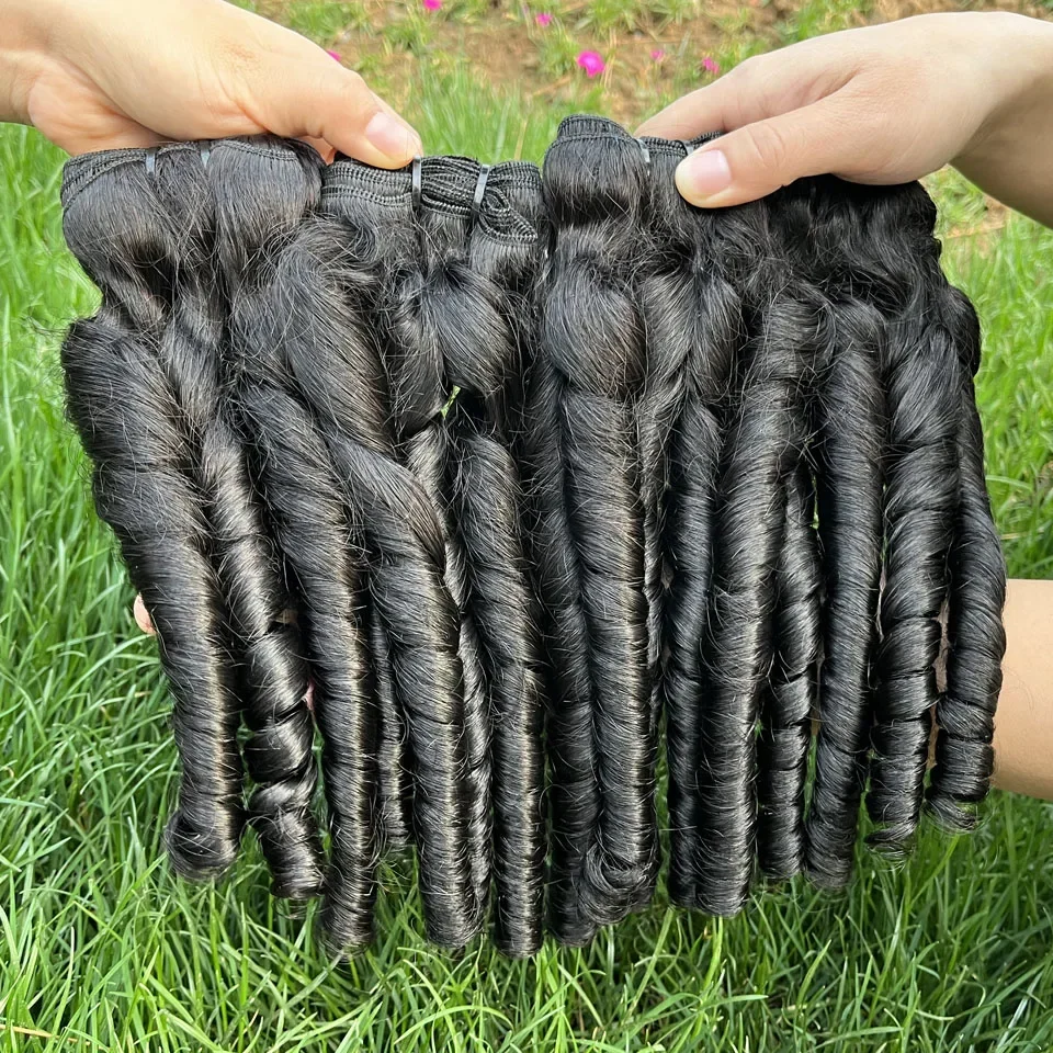 14-24 Inches Funmi Loose Wave Pixie Curly Human Hair Bundles Burmese Curly Hair Bundles Human Hair Raw Virgin Hair 1/3/4 PC 2