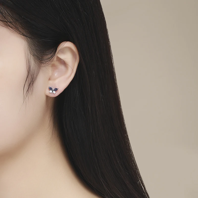 귀여운 나비 보라색 CZ 스크류 백 스터드 귀걸이 여성을위한 어린이 소녀 키즈 보석 Orecchini Aros Aretes
