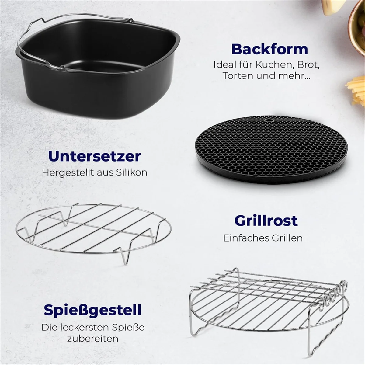 Square Air Fryer Accessories 9 Inch, for Cosori Ninja Phillips Tower Instant Pot Tefal Etc 5.6-8.3L Deep Basket Airfryer HOT
