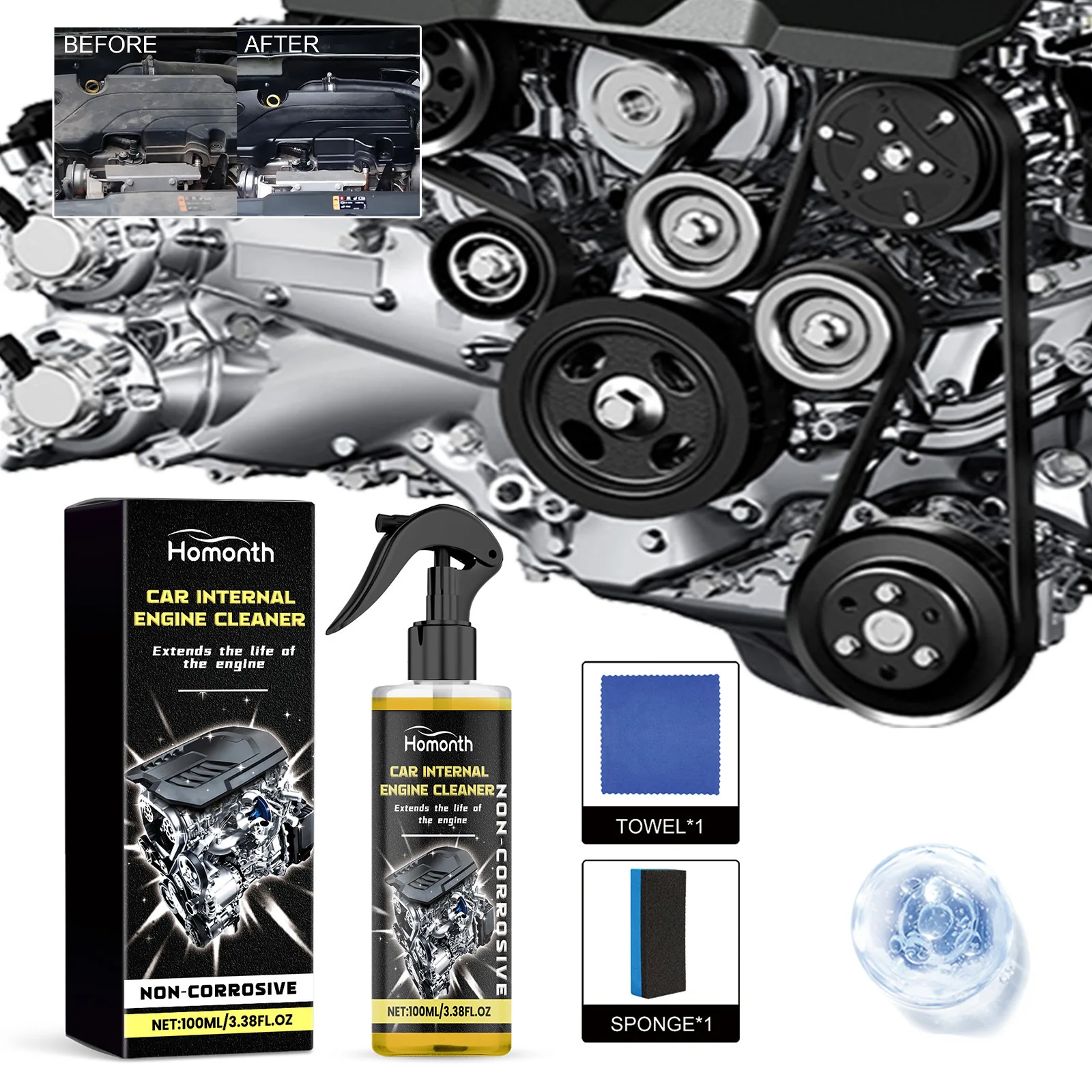 100ml Auto Engine Cleaner Degreaser Concentrate Wipe Remove Oil Clean ...