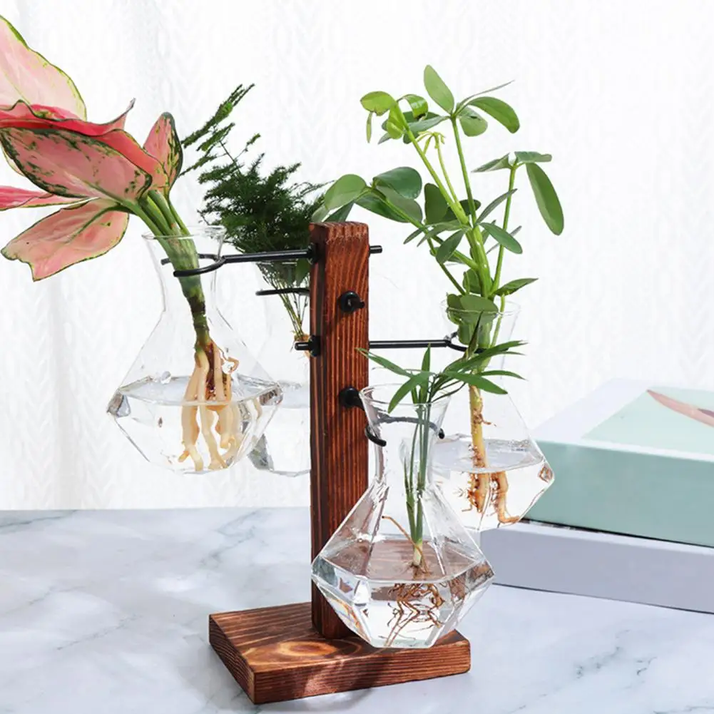 Plant Hangers with Vases Hydroponic Flower Holder Glass Vase Terrarium Kit for Indoor Plants Propagation Station for House 2