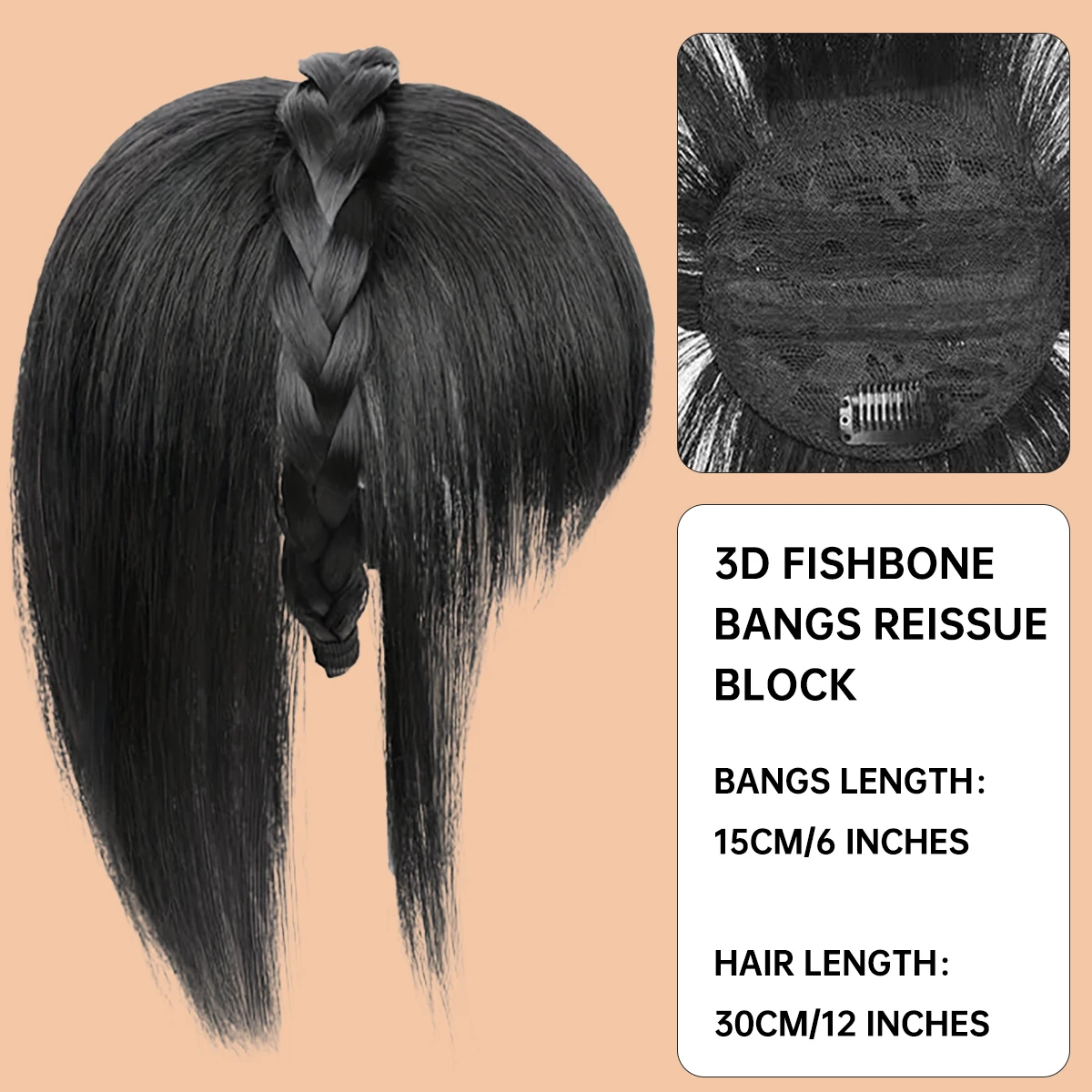 Synthetic Hair Topper With Headband Hair Bangs 3D Hair Bangs Synthetic Hair Clip In Hair Extensions For Daily Use Hair Accessori