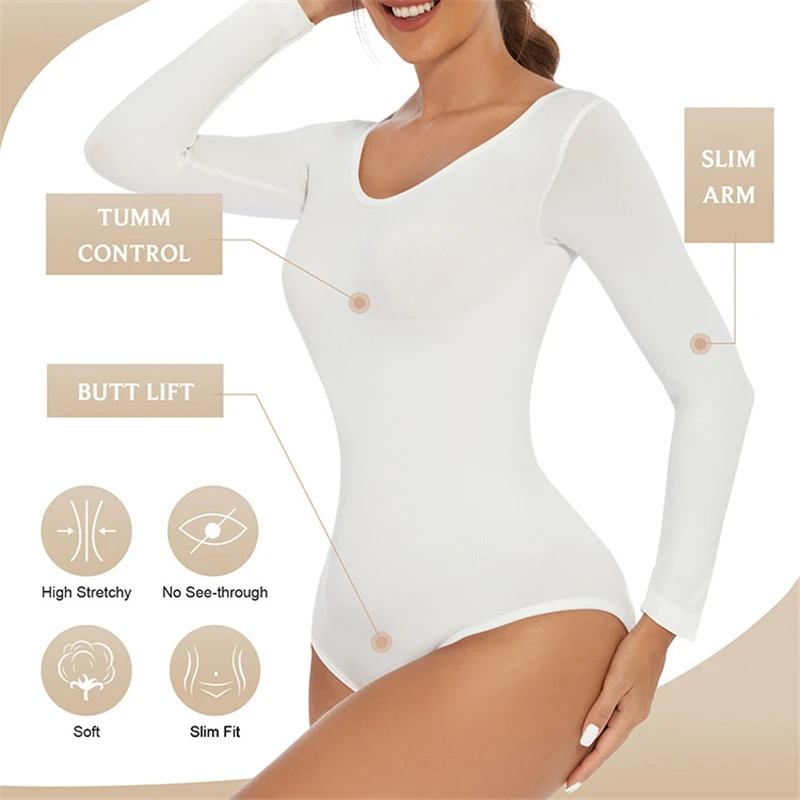 Womens Shapers Fajas Colombianas Sexy Neck Bodysuit Long Sleeve Thong  Shapewear Women Tummy Control Body Shaper Bodycon Jumpsuit From 14,5 €