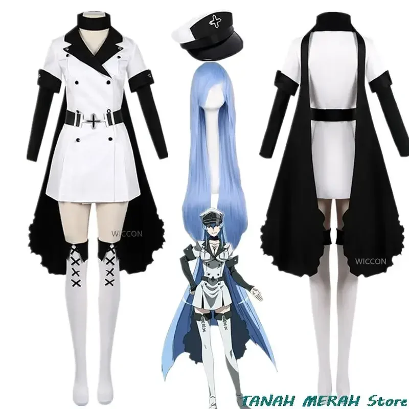 

Cosplay Anime Esdeath Empire Cosplay Costume Manga General Uniform with Hat Wig Socks Esdeath Empire Outfits