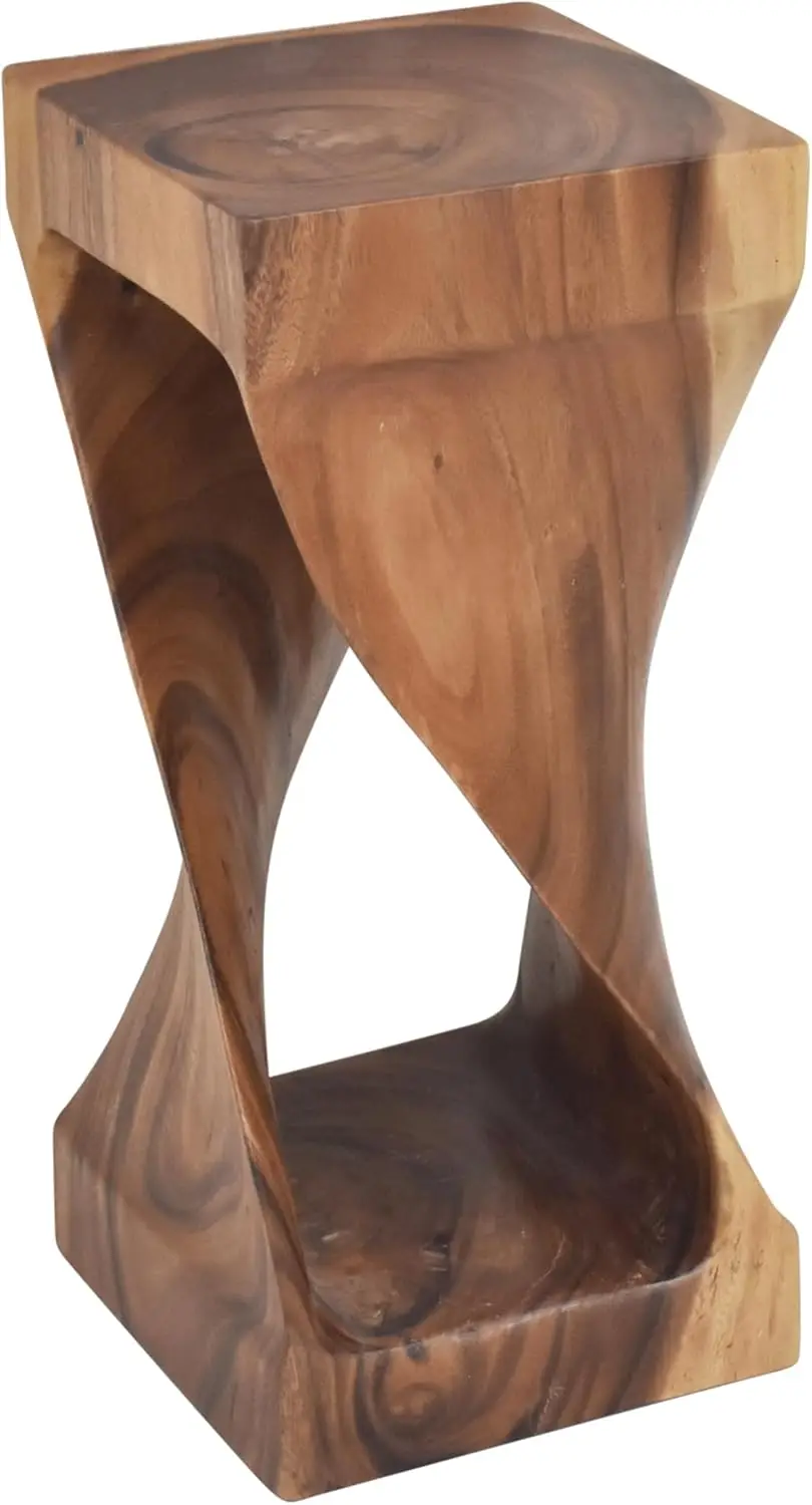 Functional and Visually Alluring Natural Wood Glaze Accent Side Table, 12 L x 12 W x 26 H, Brown