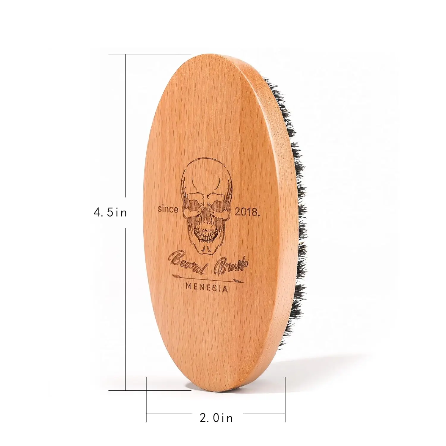 Beard Brush Boar Bristle Hair Men Small Soft Pocket Travel Wooden Mustache Brush Skull