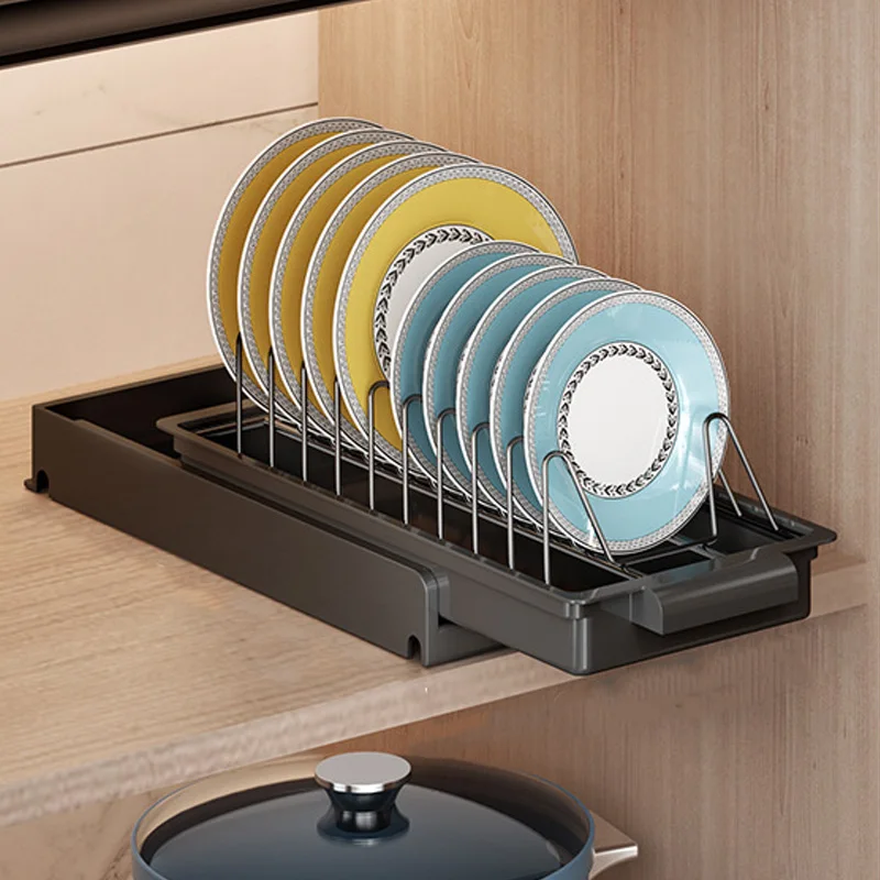 Kitchen Dish Rack Drawer Drying Rack Pull-out Sliding Bowls Dishes Drainer Storage Rack Sink Cabinet Organizer Tableware Holder