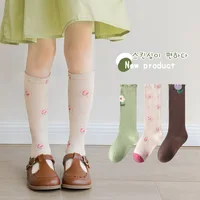 Spring Girls Socks Sweet Floral Pattern Long Socks Kids Cotton Soft Knee Socks For 1-8 Year-old Child 3 Pairs/lot 2
