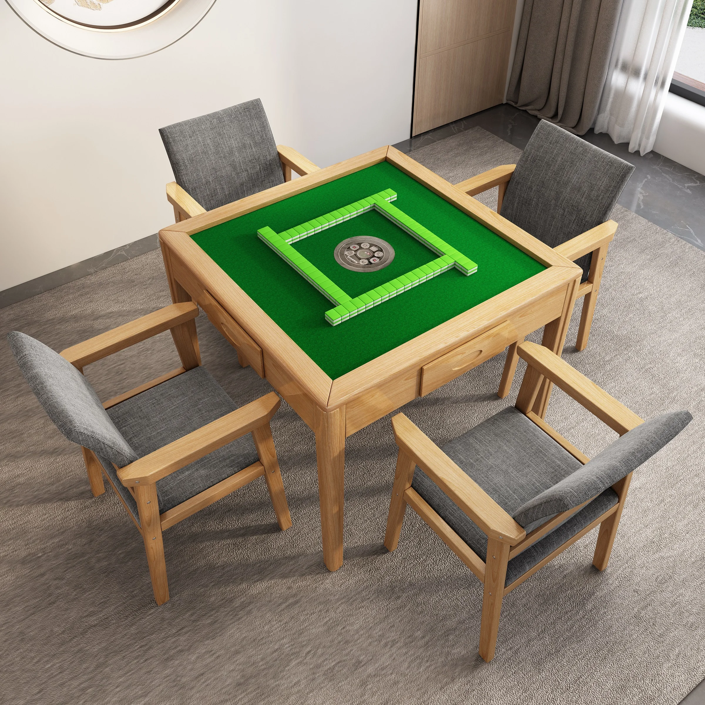 Solid wood mahjong machine automatic mahjong table dual-use electric mahjong machine tea table integrated chess and card table