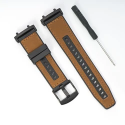 Premium Hybrid Leather Silicone Smartwatch Strap - Replacement Sport Band Accessory - T- REX 2 ULTRA (BrB)