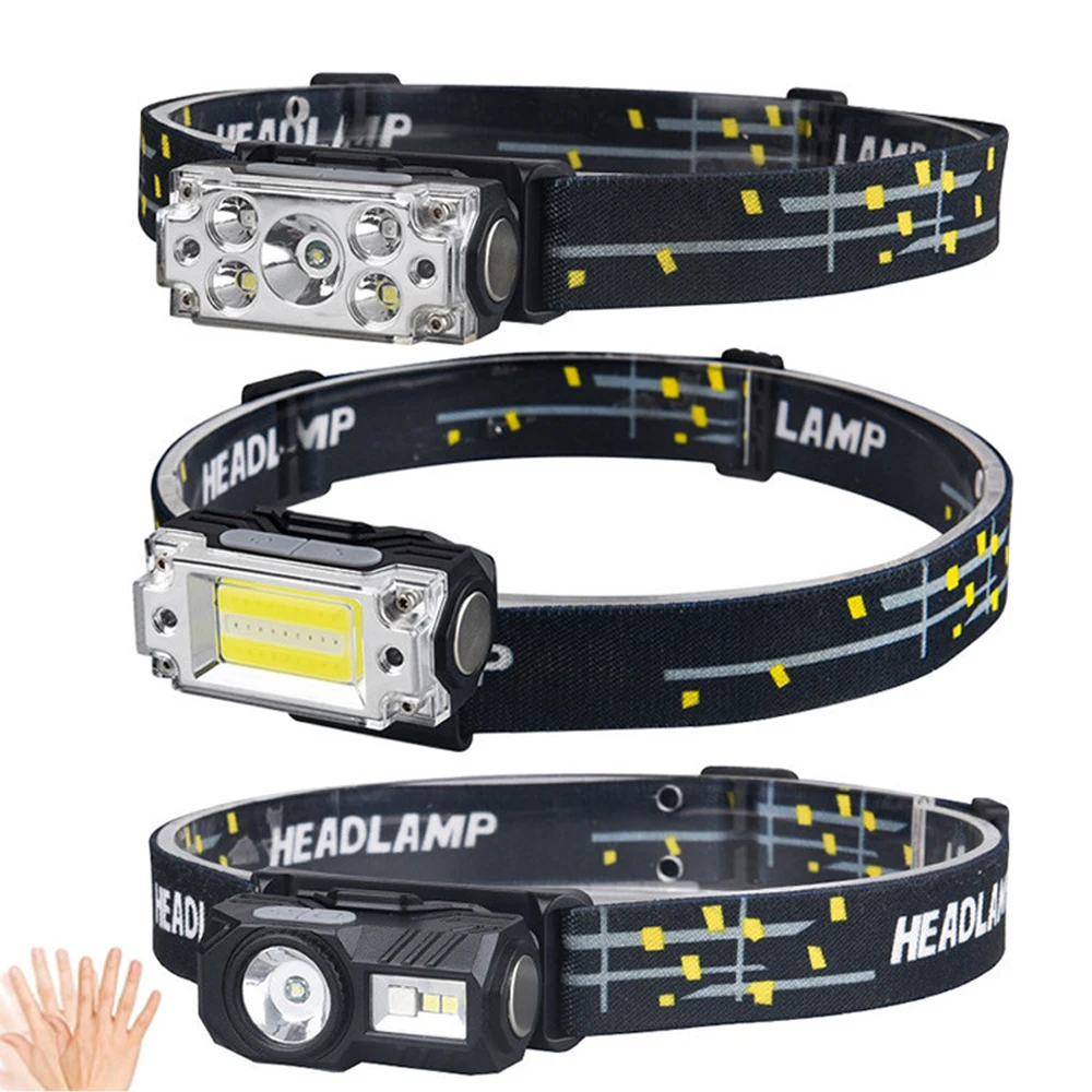 

Mini Super Bright LED Induction Headlamp USB Charging Portable Camping Fishing Lantern with Magnet Warning Lamp Cap Clip Lights