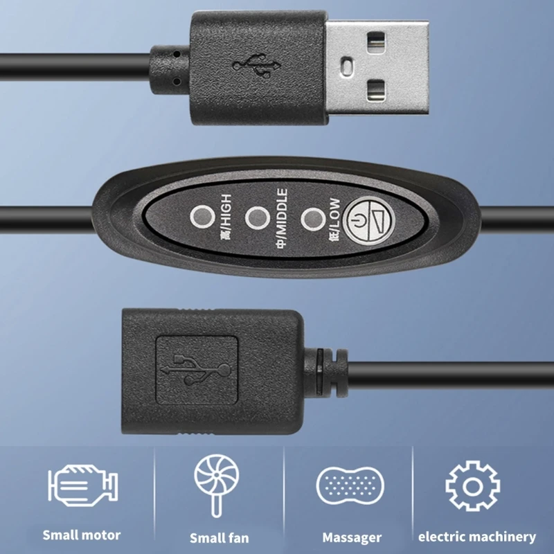 USB Extension Remote Control 5V 3 Speed Power Cable for USB Ceiling Fan LED Light Lamp Fan Speed Controller Cable