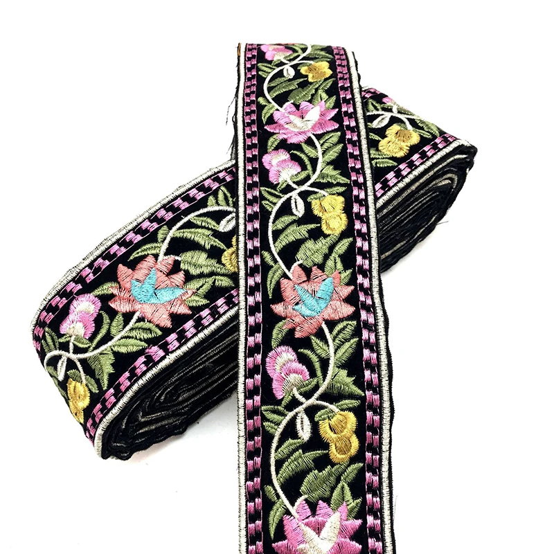 Lace Ribbon Lace Garment Accessories Lace Sewing Supplies Lace Sewing Accessories Lace Accessories 1 Yards Ethnic Embroidered Rose Lace Trim Jacquard Ribbon for Garment Accessories DIY Craft Making Flower Sewing Supplies
