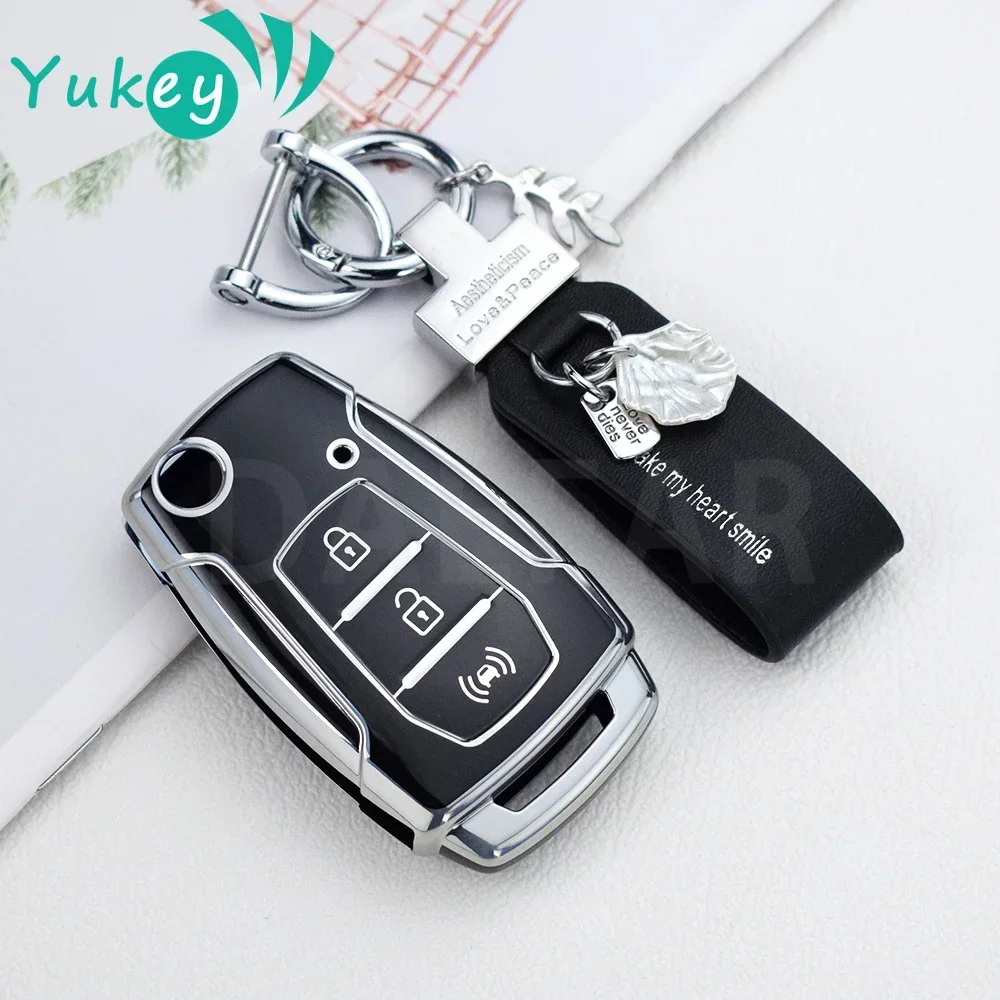 3 Pulsanti Tpu Car Flip Key Case Cover Shell Per Ssangyong Kyron 2 Sanka Actyon Korando Tivoli Protetto Fob Bag Accessori
