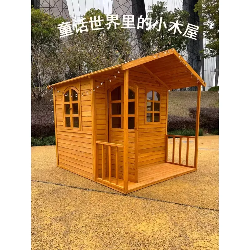 

Kindergarten children's small wooden outdoor tent toy wooden castle camping assembly tree house large game room