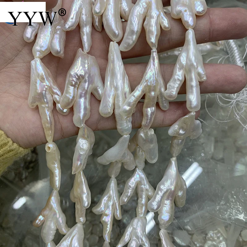 

15'' Strand White Real Pearls Biwa Chicken Feet Freshwater Pearls Perfect Loose Bead Fashion Jewelry Nice Women Gift DIY Pearl