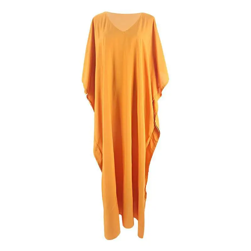 Solid Color Bikini Cover-ups Loose Women Beach Dress Robe De Plage Summer Kimono Dress Beach Wear Swim Suit Cover Up