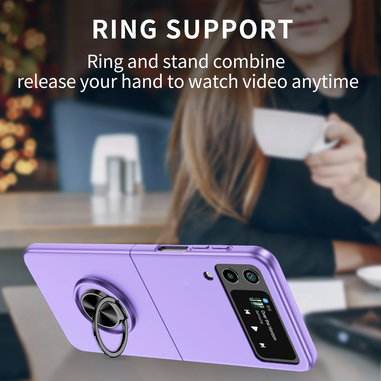 Fashion Portable Finger Ring Matte Case For Samsung Galaxy Z Flip 4 5G Flip4 Flip3 Flip 3 Shockproof Non-Fingerprint Cases