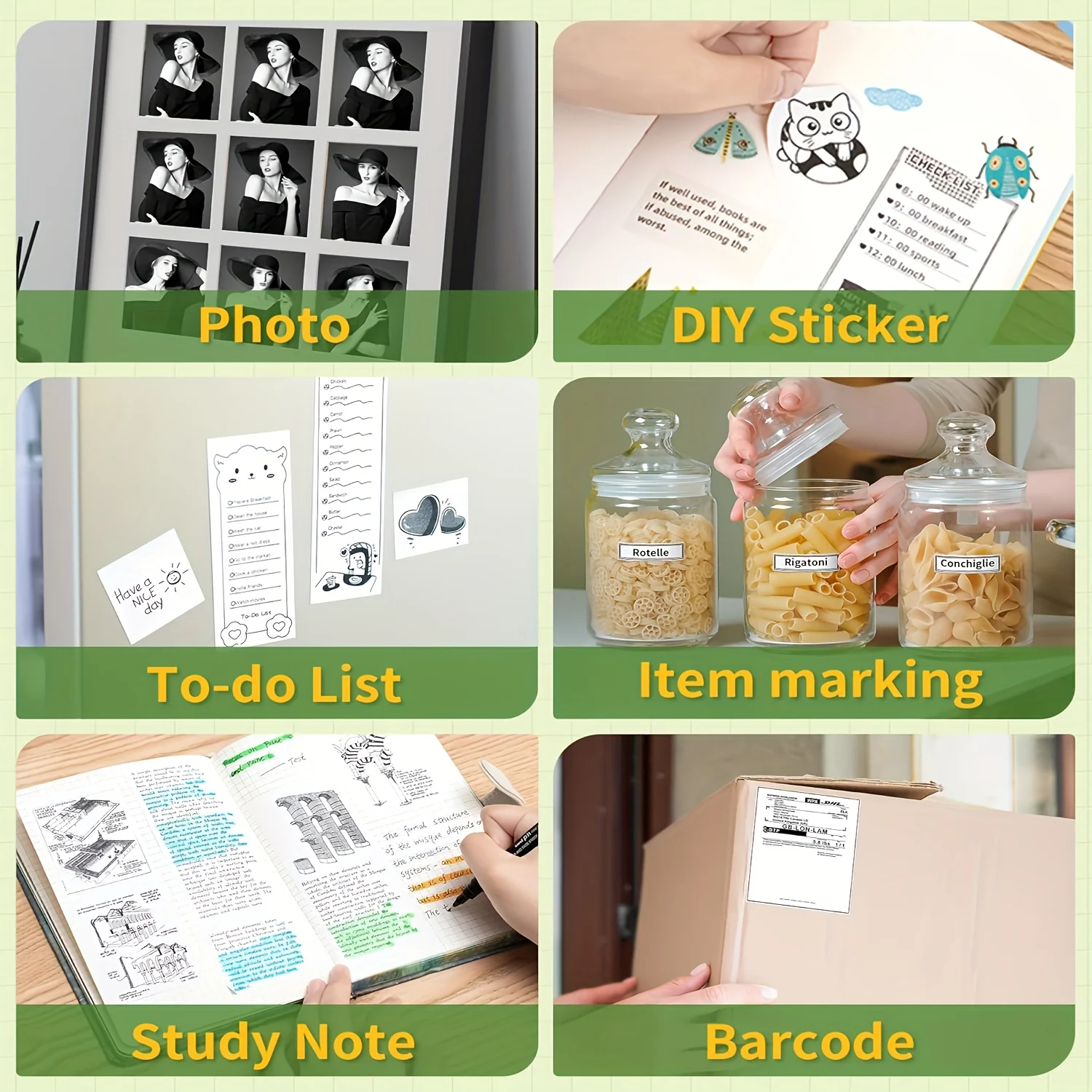 Mini Pocket Printer Self-Adhesive Thermal Paper, 57x25mm, Color Printing Paper for Text and Images, Suitable for Small Devices