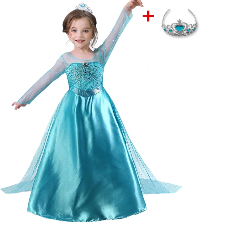 Robe de la Reine des Neiges pour fille, costume d'Elsa et Anna, tenue de cosplay pour fête d'anniversaire, vêtements de noël pour enfants