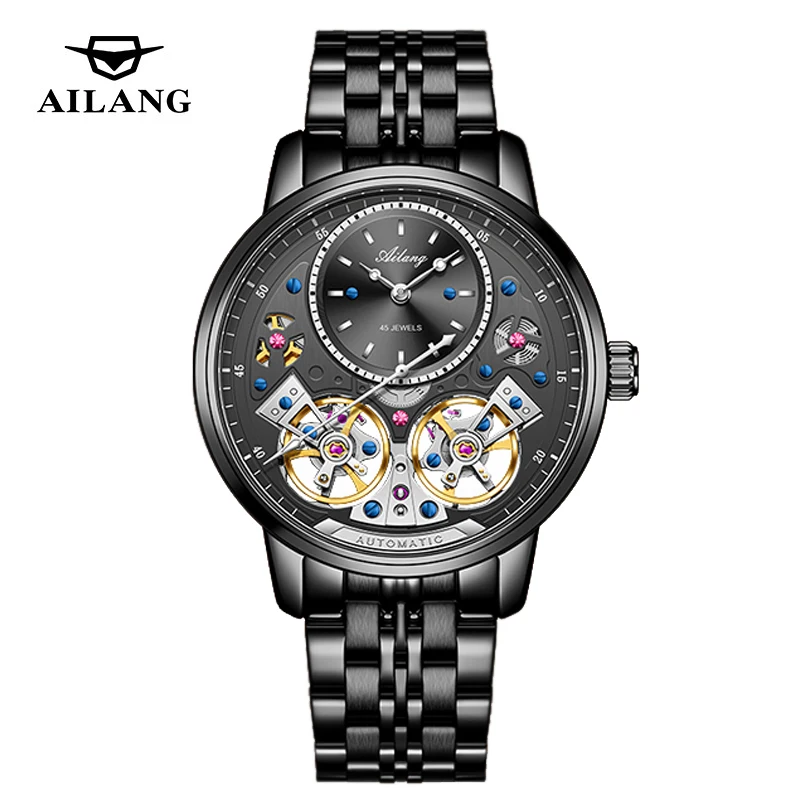 AILANG Marke Neue Luxus Doppel Tourbillon Mechanische Uhr Für Männer Edelstahl Wasserdicht Automatische Uhren Herren Relogio_voghion.com