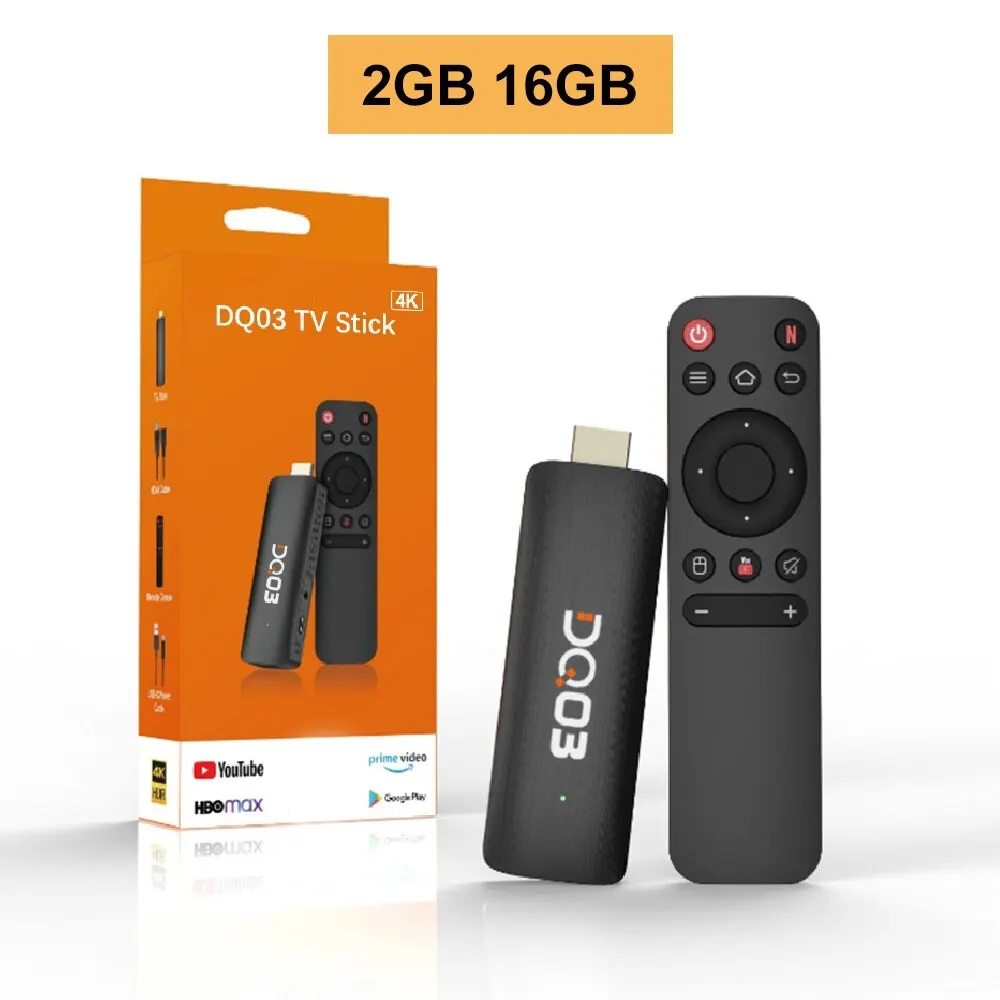 DQ03 ميني اندرويد 10 رباعي النواة A53 2 جيجابايت 16 جيجابايت يدعم 4K H.265 G & G واي فاي تدفق 1 جيجابايت 8 جيجابايت