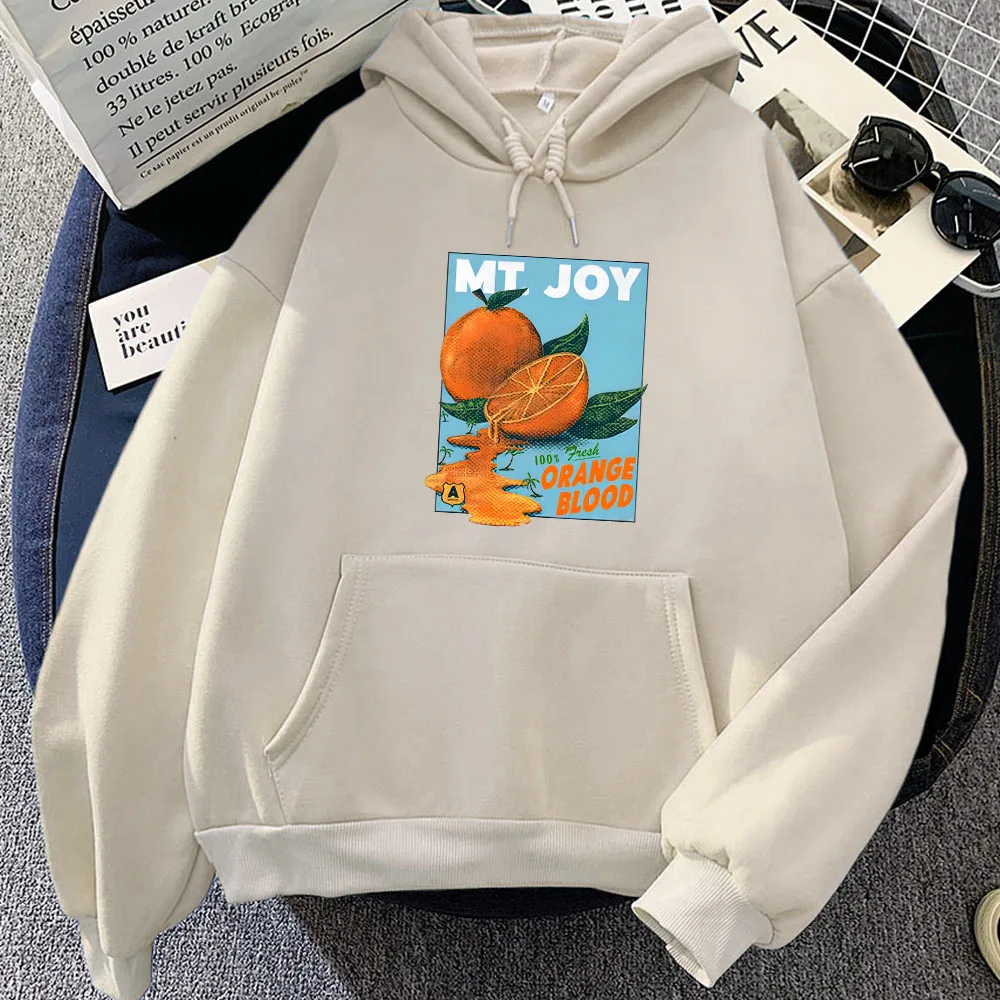 

MtJoy Mt Joyy Women Sweatshirts Cartoon Orange Simple Painting Hoodies Winter Warm Fleece Long Sleeve Oversized Clothing Fashion