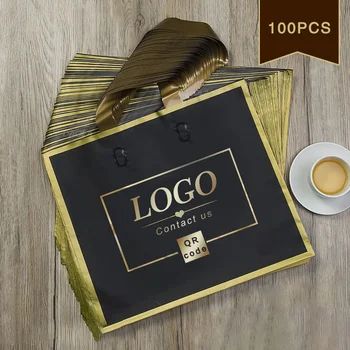 100pcs Custom Logo Phnom Penh Matte Thickened Shopping Bags With Handle Plastic Gift Bag Print One Color Logo On Double-sided 1